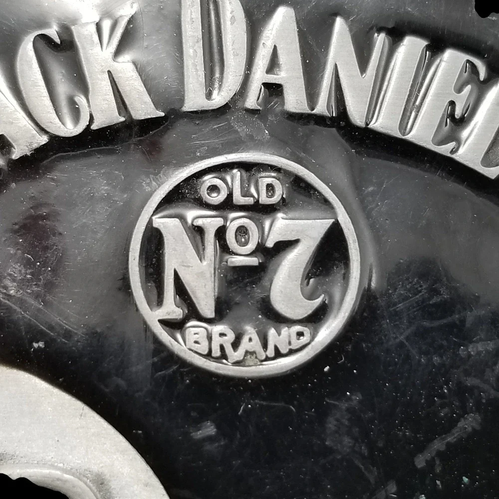 Jack Daniels Old‎ No 7 Brand Western Belt Buckle Metal Silver Black USA Made